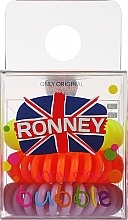 Резинки для волос, 3.5 см, желтая + оранжевая + сиреневая - Ronney Professional S15 MET Funny Ring Bubble — фото N1