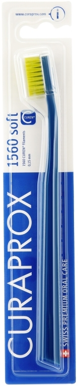 Зубная щетка CS 1560 Soft, D 0,15 мм, синяя, салатовая щетина - Curaprox — фото N1