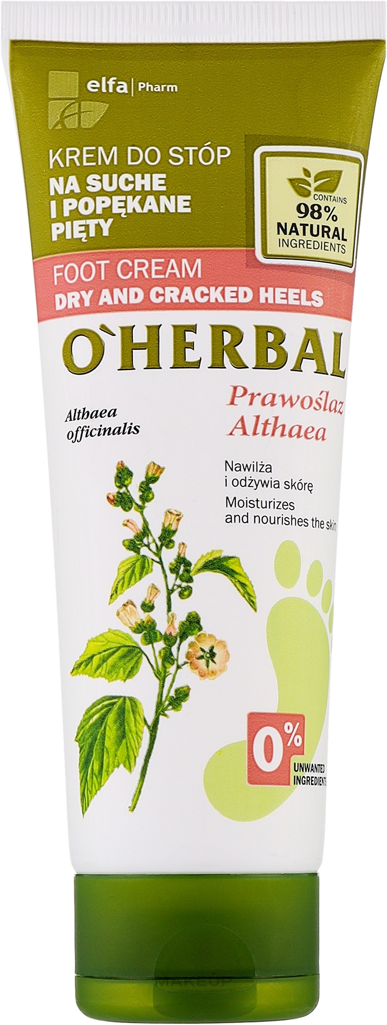 Крем для ног "От сухости и трещин" с экстрактом алтея - O'Herbal Foot Cream — фото 75ml