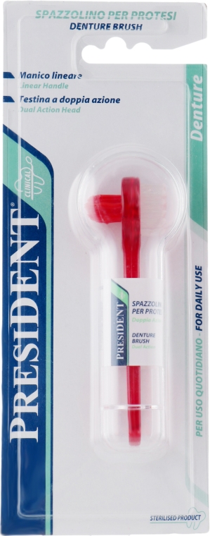 Щетка для чистки зубных протезов, красная - PresiDENT — фото N1
