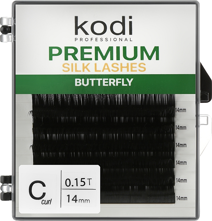 Накладные ресницы Butterfly Green C 0.15 (6 рядов: 14 мм) - Kodi Professional — фото N1