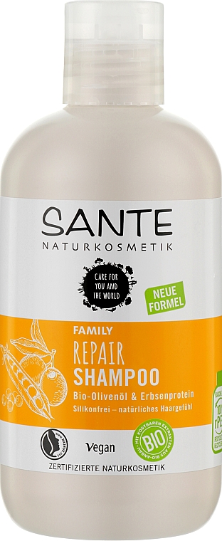 Шампунь регенерувальний для волосся "Олива й білок гороху" - Sante Family Repair Shampoo — фото N1