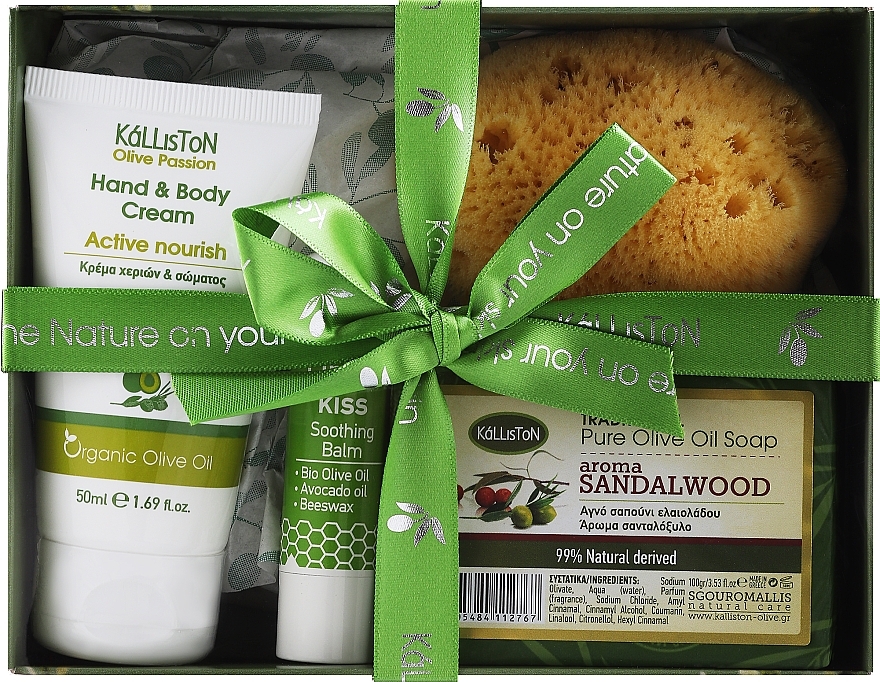 Набір, варіант 1 - Kalliston Gift Box (soap/100g + cr/50ml + lip/balm/5.2g + sponge/1pc) — фото N1