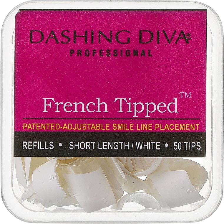Типсы длинные "Френч" - Dashing Diva French Tipped Long White 50 Tips (Size-3) — фото N1