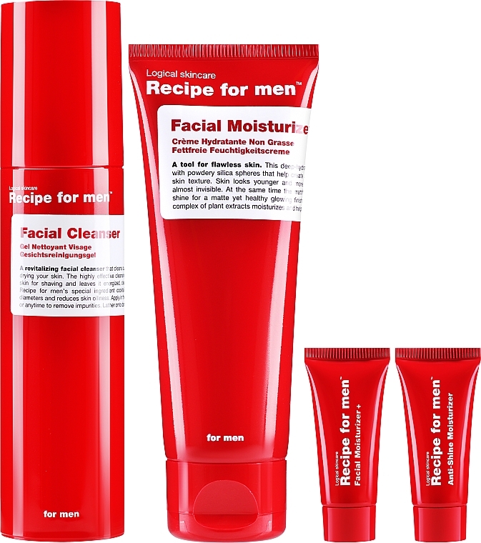 Набор - Recipe for Men Daily Face Kit (f/cleanser/100ml + f/cr/75ml + f/cr/2x5ml) — фото N2