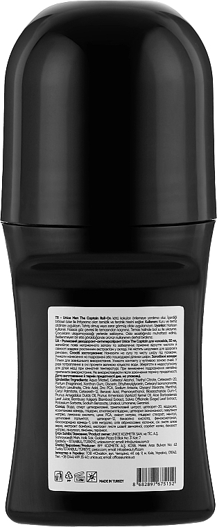 Шариковый дезодорант-антиперспирант для мужчин - Unice The Captain Deodorant Roll-On — фото N2