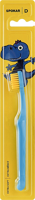 Зубна щітка "D", дитяча від 0 до 6 років, екстрам'яка, жовто-блакитна - Spokar Dот — фото N1