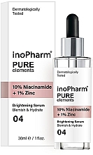 Парфумерія, косметика Сироватка для обличчя з 10% ніацинамідом і 1% цинком - InoPharm Pure Elements 10% Niacinamide + 1% Zinc Brightening Serum