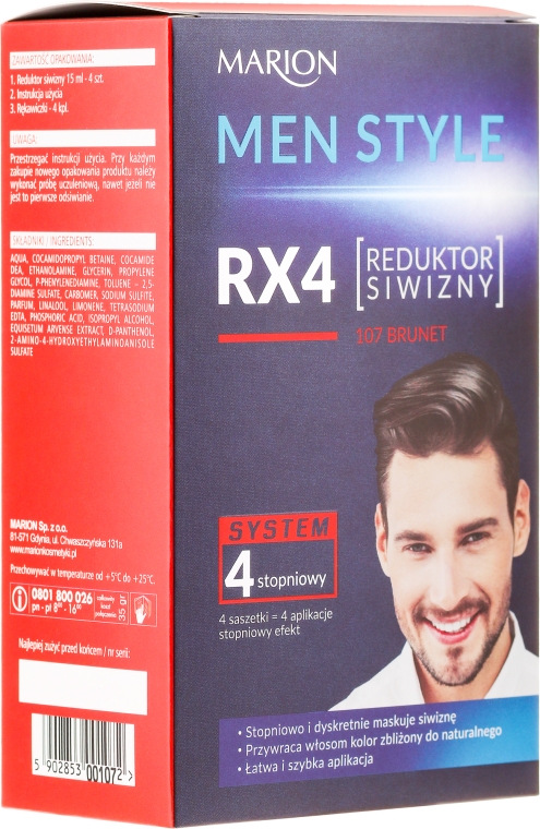 Мужская краска для волос - Marion Men Style 4 Steps Grey Hair Reducer — фото N1