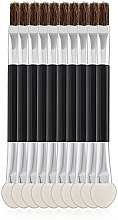 Аплікатори для тіней, двосторонні, SA-14, 7,5 см., 10 шт., з вузьким пензликом - Silver Style — фото N1