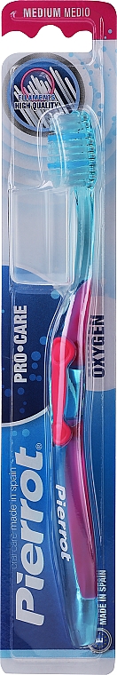 Зубная щетка средняя, голубая с розовым - Pierrot Oxygen Medium Toothbrush — фото N1