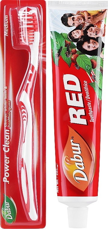 Набір з червоною щіткою - Dabur Red (toothbrush/1pc + toothpaste/200g) — фото N2