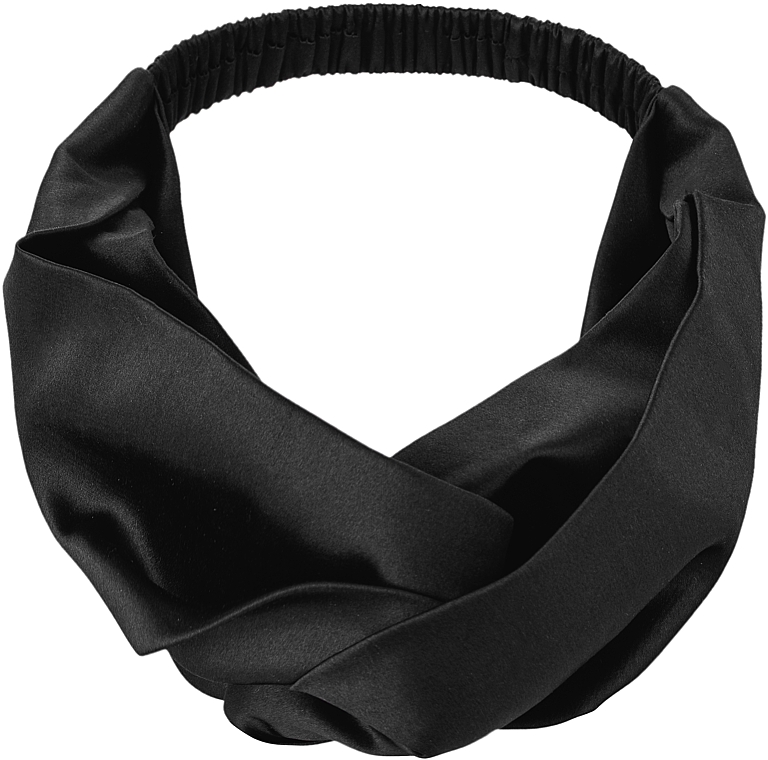 Пов'язка для волосся з натурального шовку, чорна "Twist" - MAKEUP Hairband Twist Black — фото N2