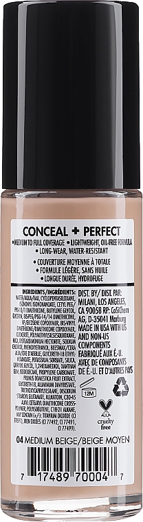 Тональный крем + корректор для лица - Milani Conceal Perfect 2-In-1 Foundation + Concealer — фото N2