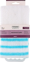 Мочалка массажная банная в виде ремня с ручками, бело-голубая - Titania — фото N1