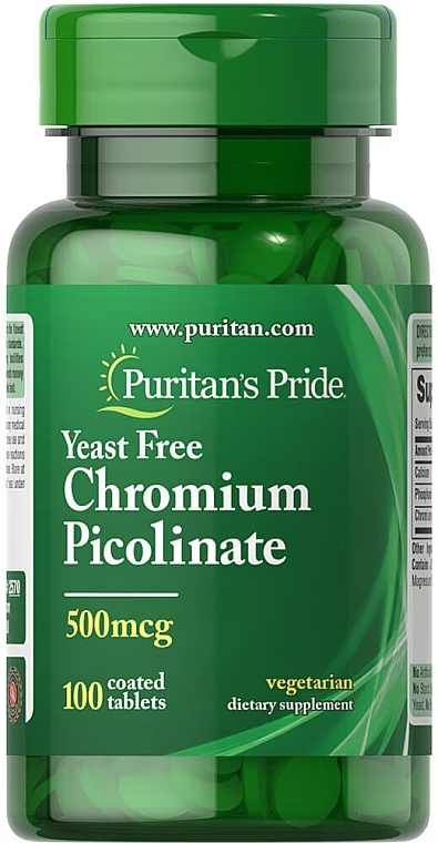 Харчова добавка "Піколінат хрому" 500 мкг - Puritan's Pride Yeast Free Chromium Picolinate 500mcg — фото N1