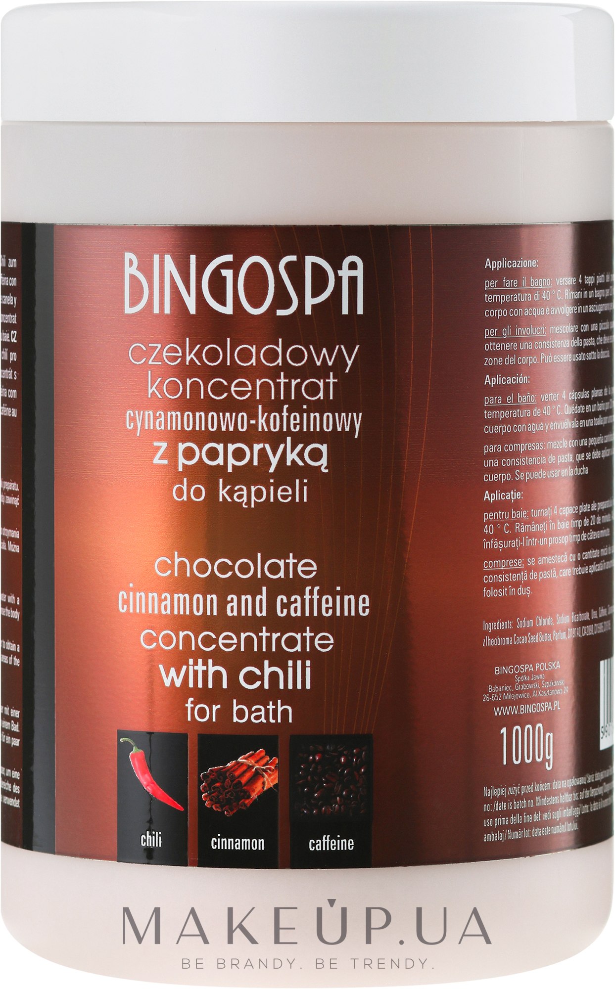 Шоколадний концентрат для ванни "Кориця та кофеїн" - BingoSpa Chocolate Cinnamon and Coffeine Concentrate For Bath — фото 1000g