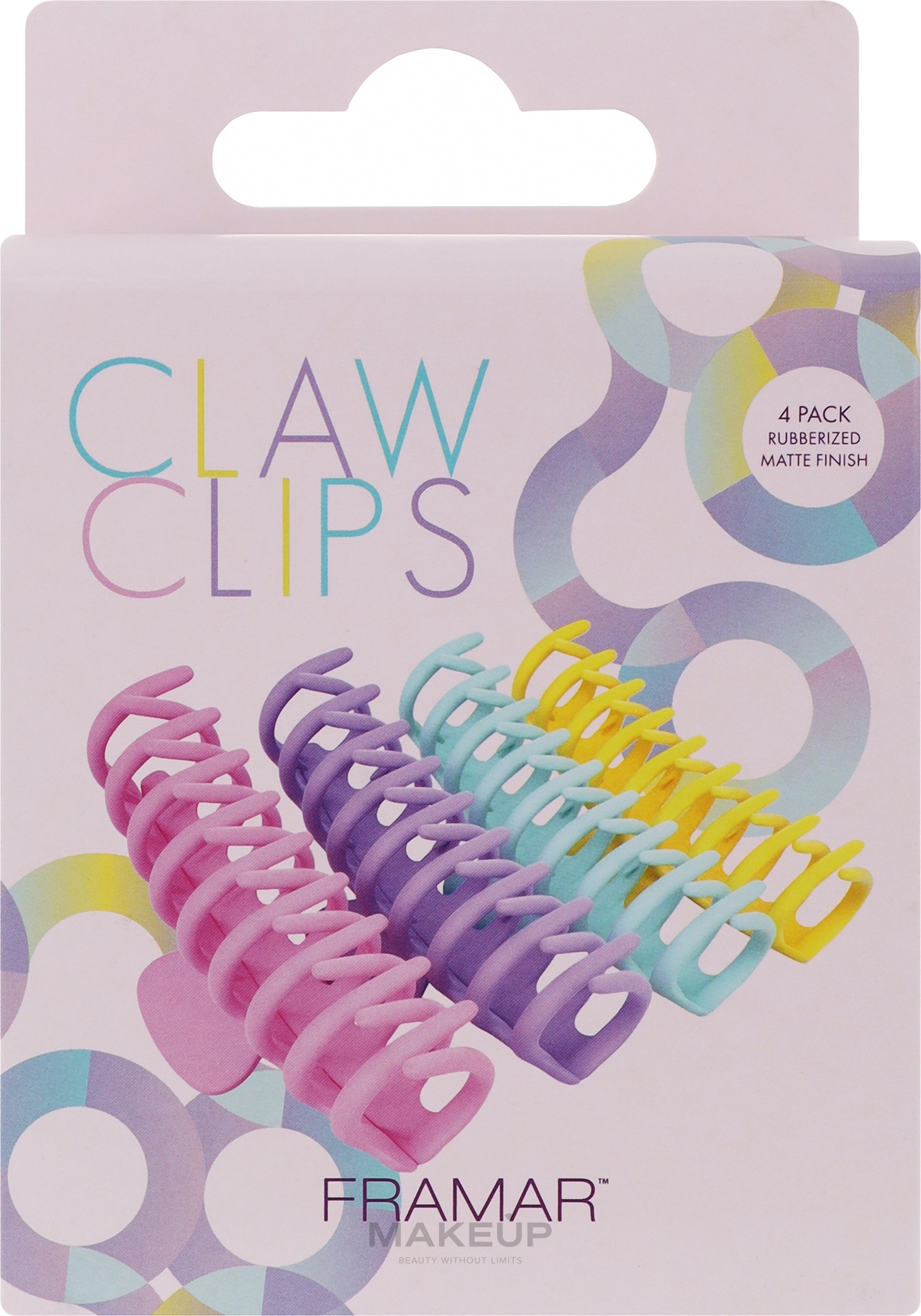 Затискачі для волосся в пастельних тонах, 4 шт. - Framar Claw Clips Pastel — фото 4шт