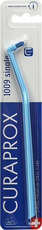Монопучкова зубна щітка "Single CS 1009", блакитна з жовтим - Curaprox — фото N2