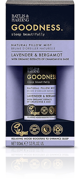 Спрей для подушки - Baylis & Harding Goodness Sleep Pillow Mist Lavender&Bergamot — фото N2