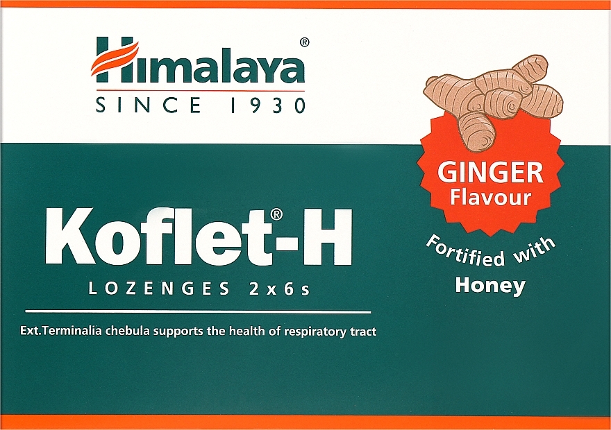 Пищевая добавка леденцы со вкусом имбиря - Himalaya Herbals Koflet-H Ginger Flavour — фото N1