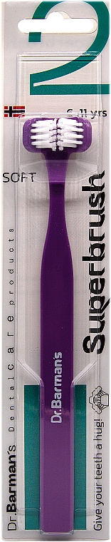 Трехсторонняя зубная щетка, компактная, фиолетовая - Dr. Barman's Superbrush Compact — фото N1