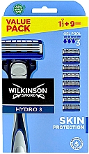 Парфумерія, косметика Бритва + 9 змінних лез - Wilkinson Sword Hydro 3 Skin Protection