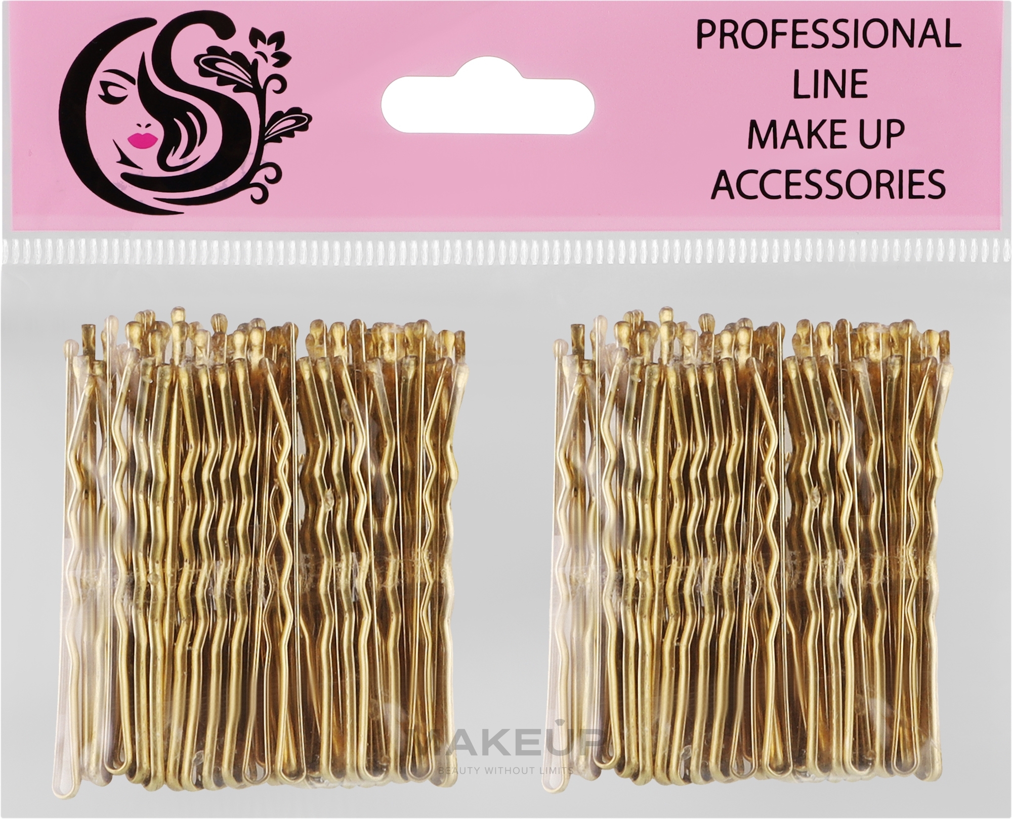 Невидимки для волосся хвилясті з двома кульками металеві 55 мм, золото - Cosmo Shop — фото 100шт