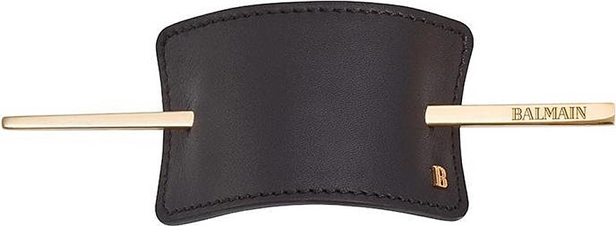 Затискач для волосся, шкіряний - Balmain Paris Hair Couture Black Leather Barrette — фото N1