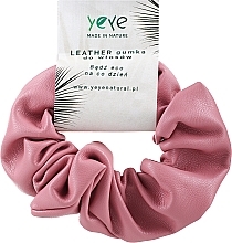 Кожаная резинка для волос 10.5 х 3.5 см, розовая - Yeye Leather Scrunchie — фото N1
