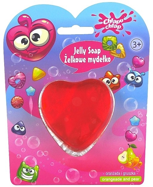 Гелевое мыло "Сердце", красное с запахом апельсина и груши - Chlapu Chlap Gel Soap — фото N1