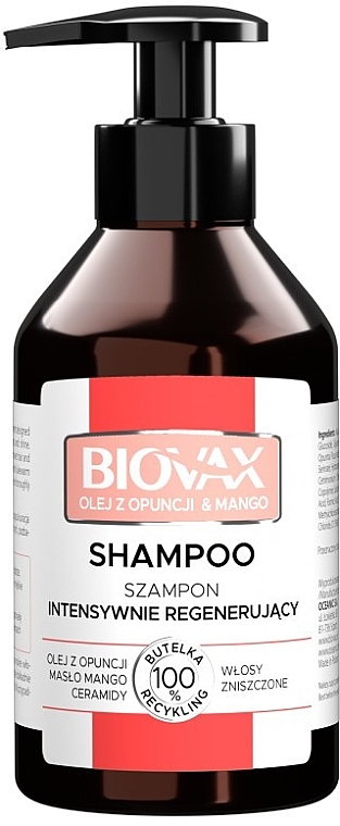 Шампунь для волосся "Опунція та манго" - L'biotica Biovax Hair Shampoo