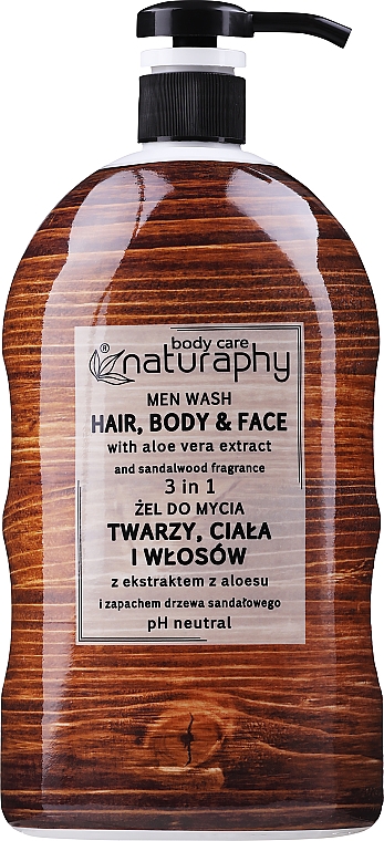 Гель-шампунь для тіла і волосся з алое вера для чоловіків - Sera Cosmetics Naturaphy Men Wash Hair, Body And Face