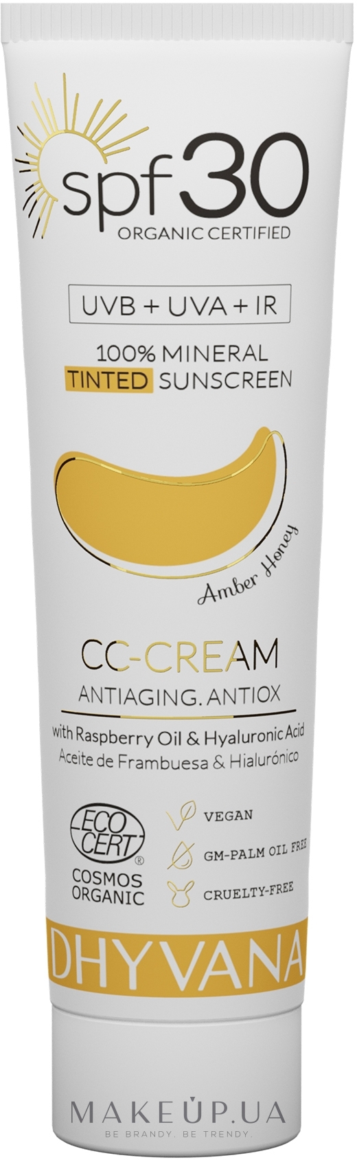 Солнцезащитный CC-крем SPF30 - Dhyvana Raspberrry Oil & Hyaluronic Acid CC-Cream — фото Amber Honey