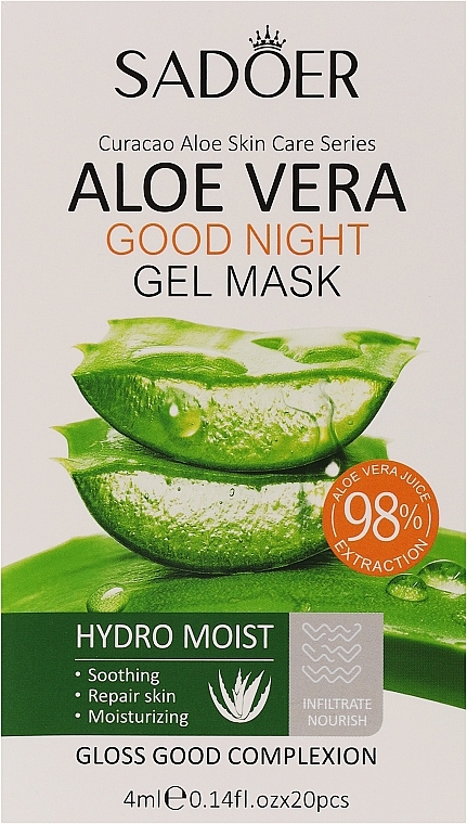 Ночная маска для лица с алоэ вера - Sadoer Aloe Vera Good Night Gel Mask — фото N1