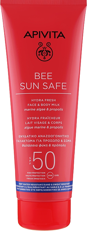 Солнцезащитное молочко для лица и тела - Apivita Bee Sun Safe Hydra Fresh Face & Body Milk SPF50 — фото N2