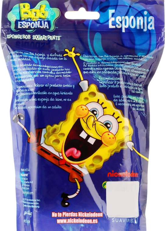 Мочалка банная детская "Спанч Боб" 4 - Suavipiel Sponge Bob Bath Sponge — фото N4