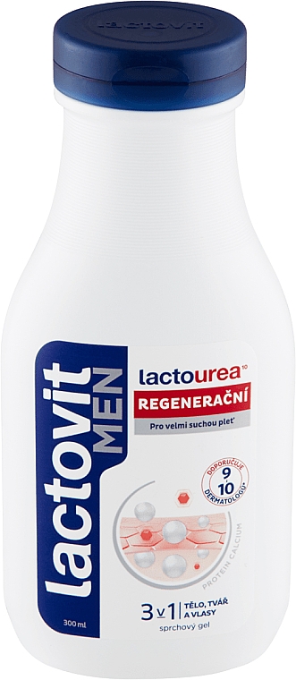 Відновлювальний гель для душу - Lactovit Men Lactourea 3 in 1 Regenerating Shower Gel — фото N1
