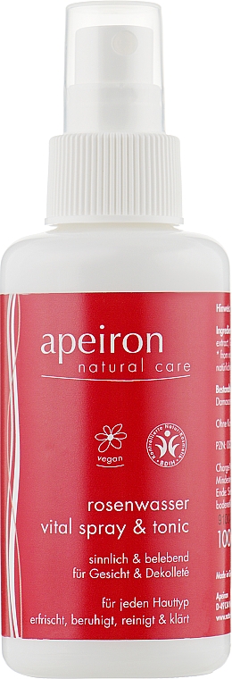 Спрей для кожи лица и декольте с розовой водой - Apeiron Rose Water Vital-Spray — фото N1