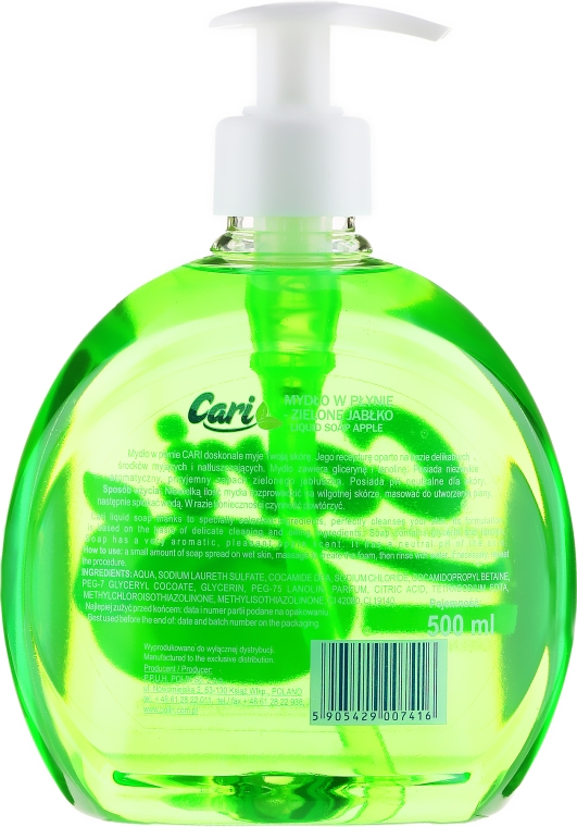 Рідке мило "Зелене яблуко" - Cari Green Apple Liquid Soap — фото N2