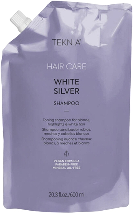 Тонирующий шампунь для нейтрализации желтого оттенка волос - Lakme Teknia White Silver Shampoo (дой-пак) — фото N1