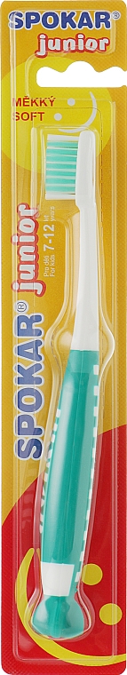 Зубная щетка "J", детская от 7 до 12 лет, мягкая, с зеленой ракеткой - Spokar J — фото N1