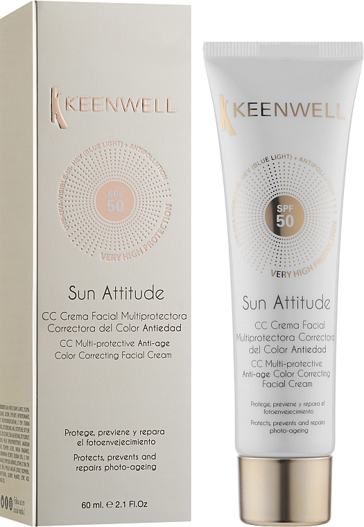 Мультизахисний коригувальний СС-крем з тональним ефектом - Keenwell CC Multi-Protective Color Correcting Facial Cream SPF50 — фото N2