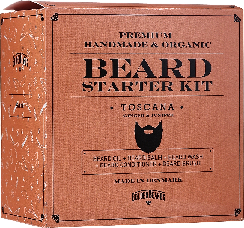 Набір - Golden Beards Starter Beard Kit Toscana (balm/60ml + oil/30ml + shm/100ml + cond/100ml + brush) — фото N1