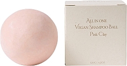 Парфумерія, косметика Твердий шампунь "Рожева глина", у картонному пакованні - Erigeron All in One Vegan Shampoo Ball Pink Clay