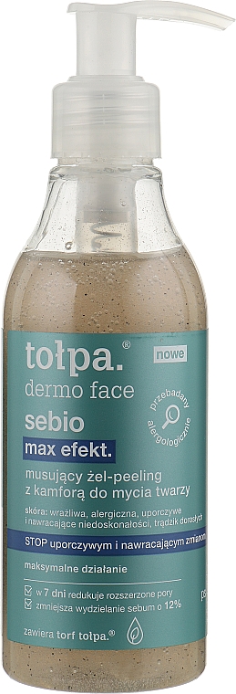 Шипучий гель для умывания - Tolpa Dermo Face Sebio Max Efect Gel-peeling
