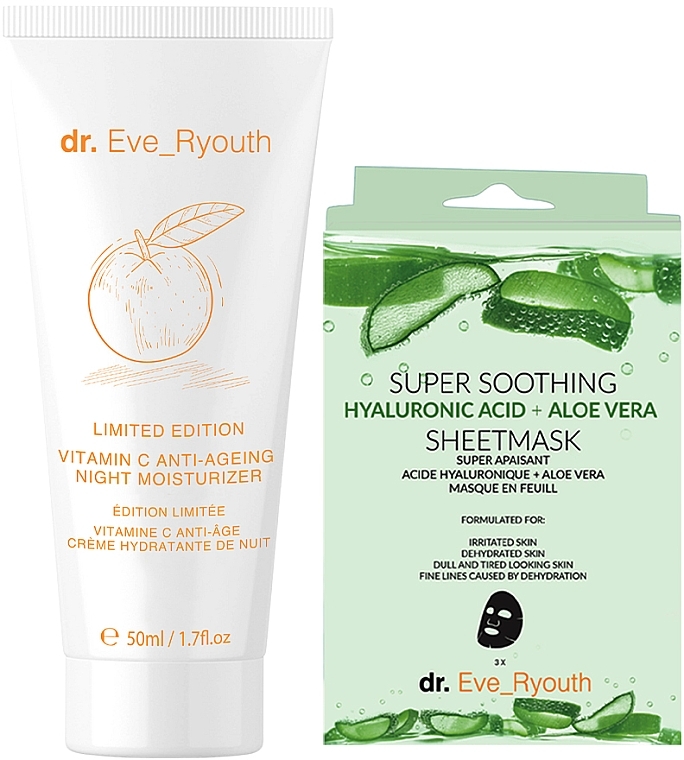 Набір - Dr. Eve_Ryouth Vitamin C Soothing Night Care Set (cr/50ml + f/mask/3pcs) — фото N1