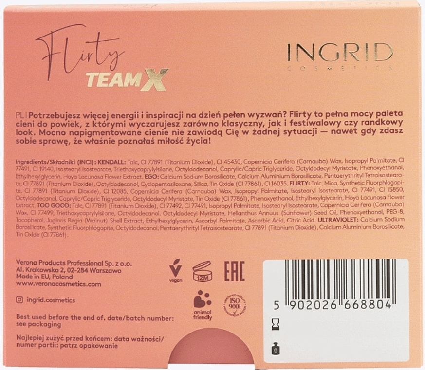 Палетка теней для век - Ingrid Cosmetics Team X Flirty Eyeshadow Palette — фото N5