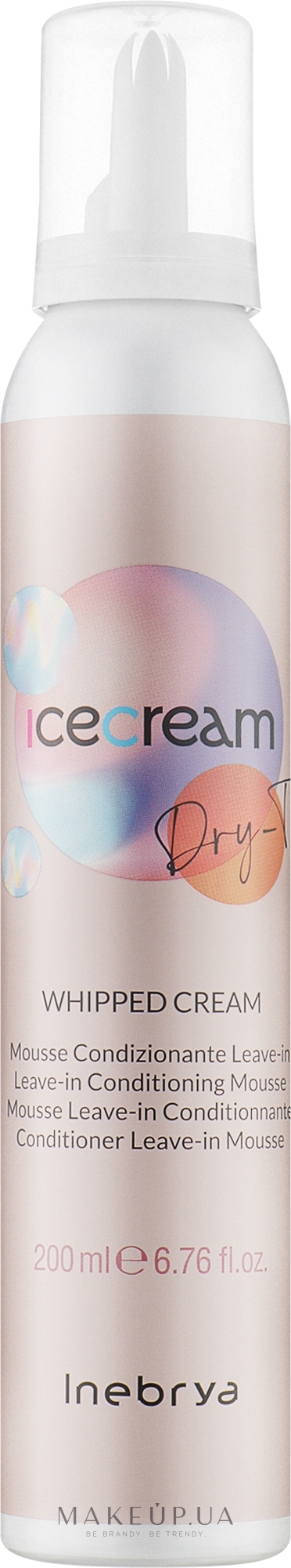 Несмываемый мусс-кондиционер для волос - Inebrya Ice Cream Dry-T Whipped Cream — фото 200ml