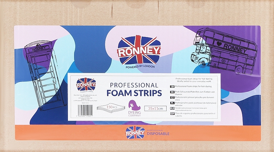 Полоски из пенки для окрашивания волос, 35х11см - Ronney Professional Foam Strips — фото N1